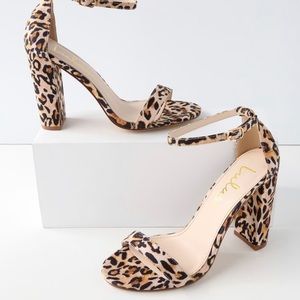 Lulus Taylor Leopard Suede Ankle Strap Heels